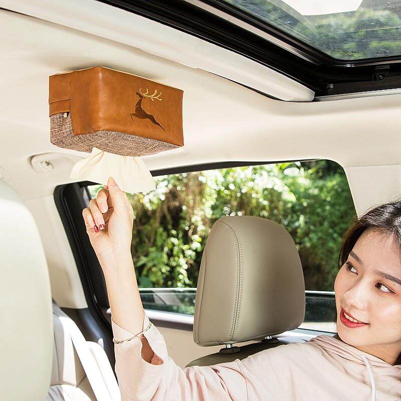 创意帆布加强磁吸顶式车用纸巾盒车内车内磁吸面巾纸盒车载卫生纸