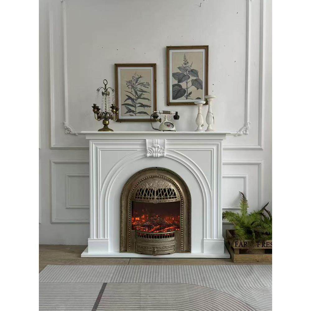 法式实木模拟壁炉装饰柜电加热假灶欧式客厅鸟笼装饰覆古入口柜