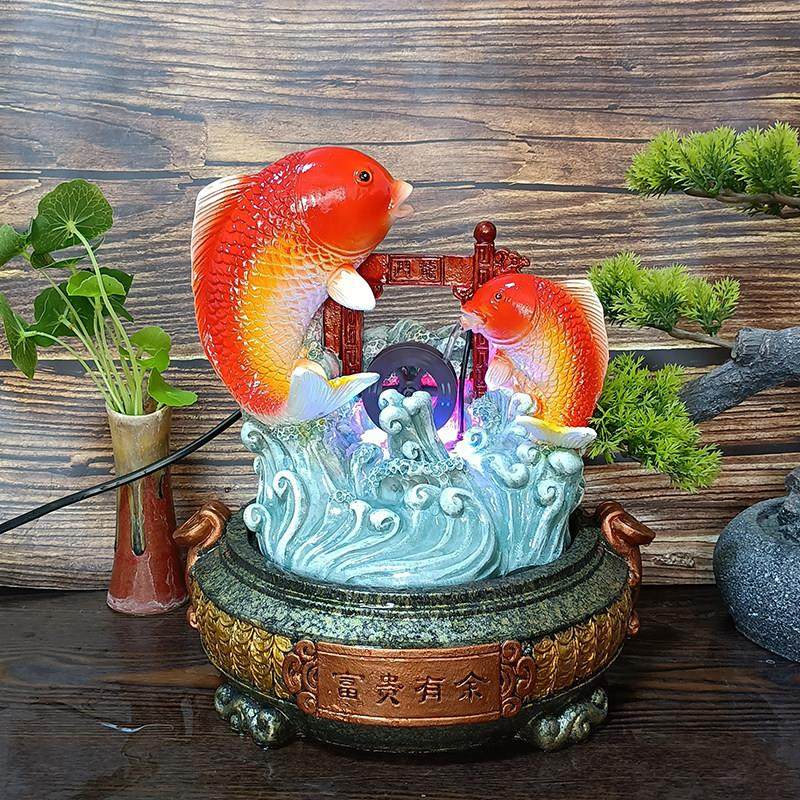 聚财鲤鱼跃龙门风水球摆件桌面客厅茶室摆设金榜题循环流水装饰品,家居饰品,流水摆件,淘宝优惠券,粉丝福利购,淘宝优惠卷