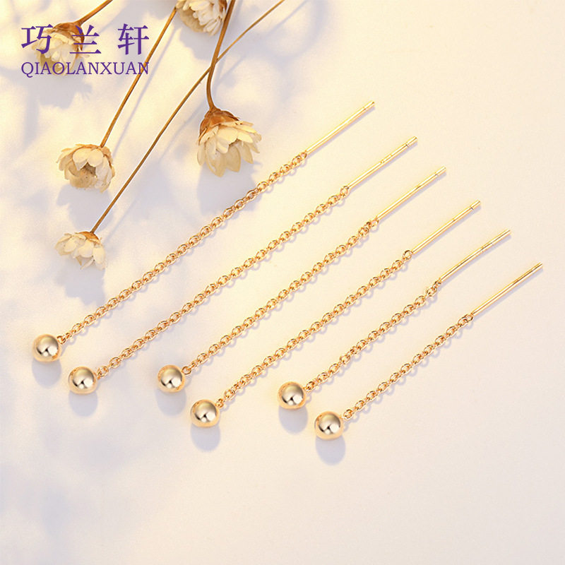 金色圆珠耳线日韩气质简约短款