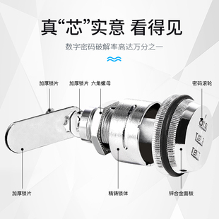 柜门锁铁皮文件柜子锁芯报箱锁抽屉锁更衣储物柜锁档案密码 转舌锁