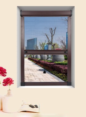隐形纱窗推拉式伸缩卷筒式上下拉铝合金防蚊防虫卷帘式纱网定制