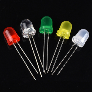 8MM发光二极管 高亮LED灯珠红发红灯F8直插 雾状白发白红绿蓝黄色