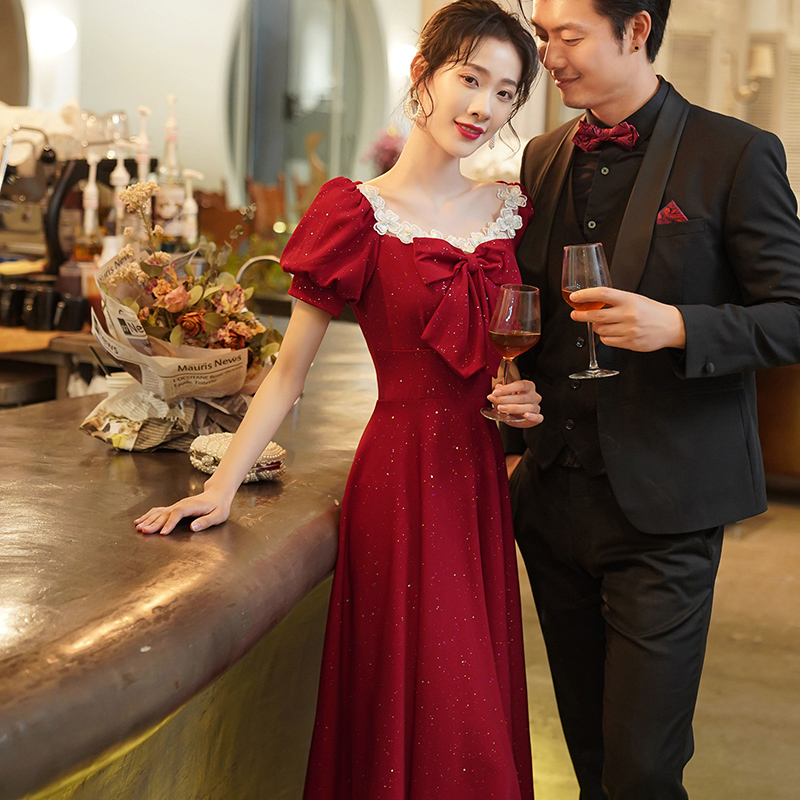 胖mm回门服连衣裙 新娘大码敬酒服平时可穿宴会订婚200斤秋季礼服