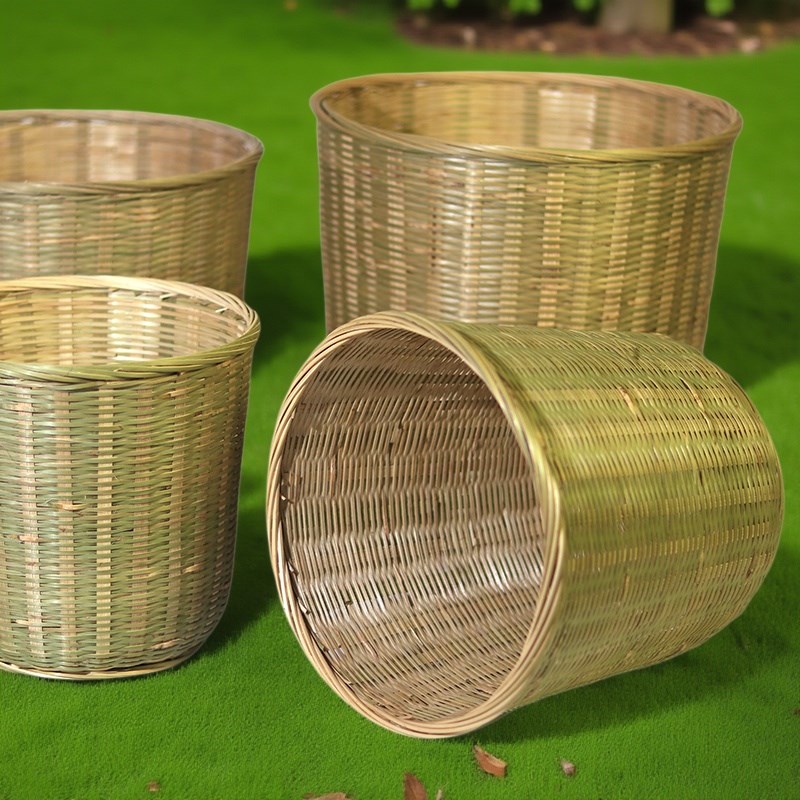 竹编竹篓圆竹篮竹制品水果蔬菜鸡蛋筐蜜蜂笼垃圾篓家用厨房收纳筐