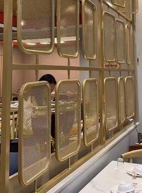 中式藤编铁艺屏风隔断客厅餐厅入户玄关装饰镂空火锅店花格定制