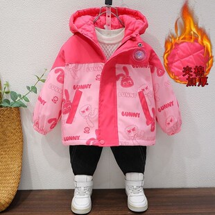 初春夹棉外套女童秋冬装2023新款中小女童二棉棉服女宝宝加棉加厚