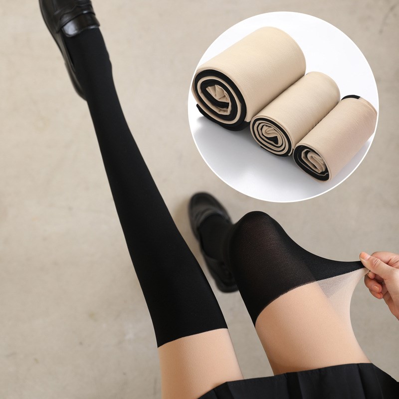 黑色jk拼接丝袜假大腿袜过膝袜夏季薄款连裤袜长筒袜子假两件大码