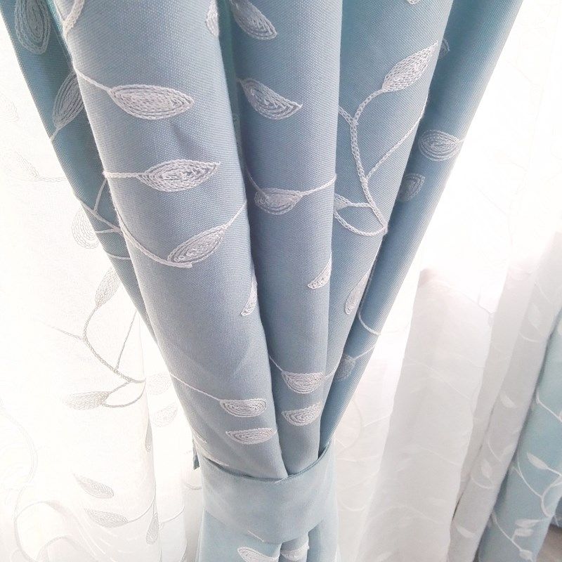 高档绣花清新窗帘美式乡村田园店铺装饰绣花客厅飘窗阳台窗帘窗纱