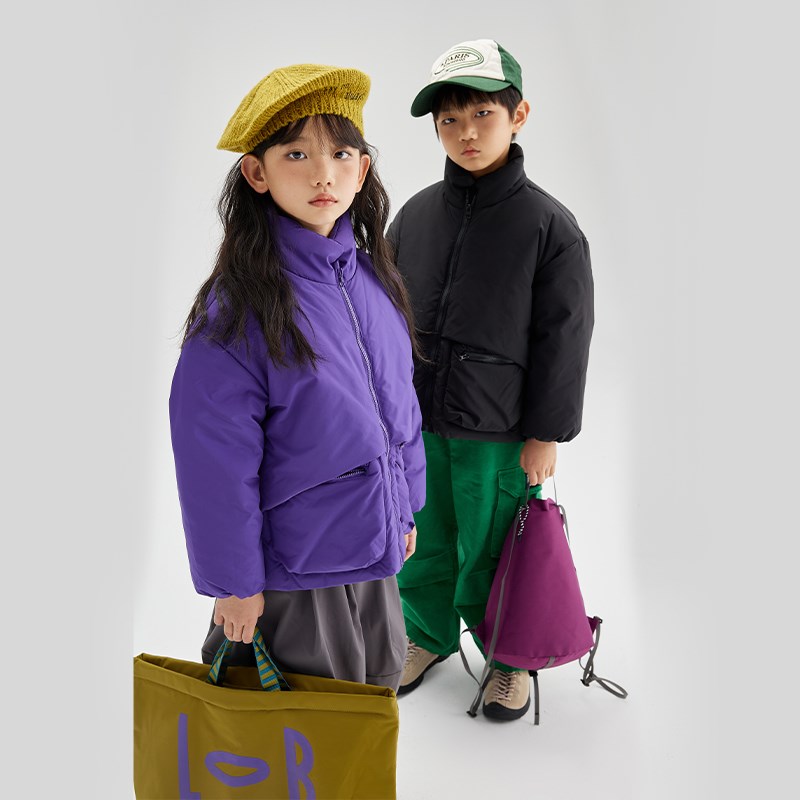 鹅小宝儿童羽绒服舒适保暖短款白鹅绒中大童2023年冬装新品外套