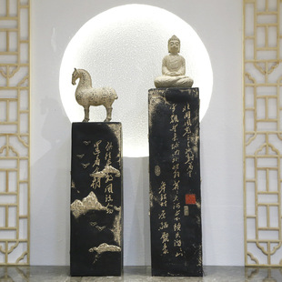 复古落地仿古石柱客厅玄关家居展示柱展厅摆件底座书法柱子装饰品