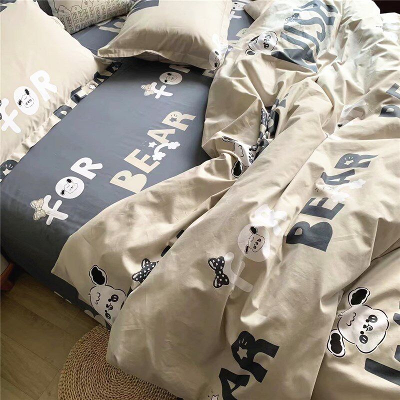 加厚高密纯棉卡通儿童小狗被套床单三四件套裸睡床品全棉被罩睡单