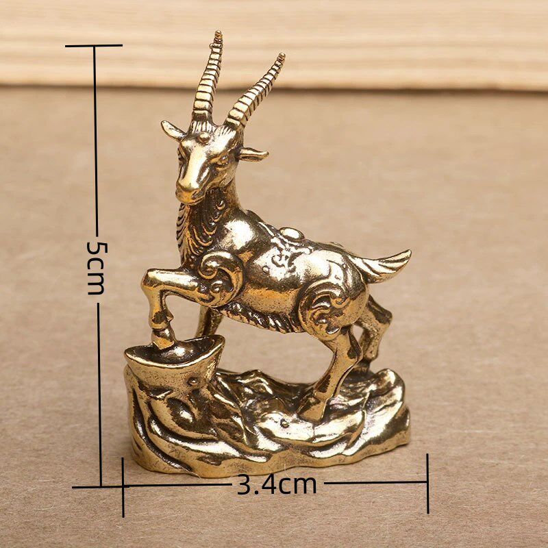 创意黄铜生肖羊元宝羚羊居家装饰复古茶宠桌面装饰工艺品摆件