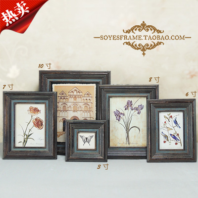 美式相框欧式乡村实木复古摆台组合 创意装饰画框挂墙3/5/10/12寸