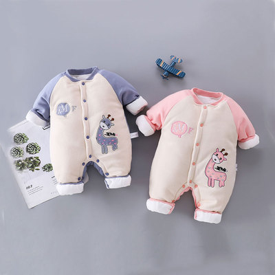 新生婴儿加棉保暖连体衣