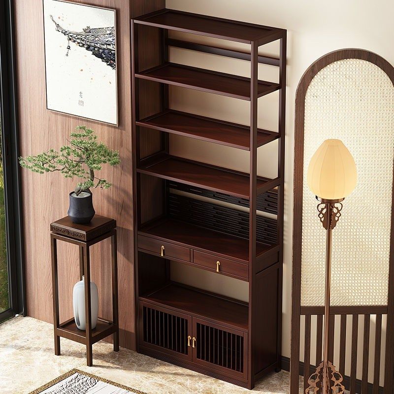 博古架实木中式茶柜置物架茶叶架展示柜现代简约摆件装饰品博物架
