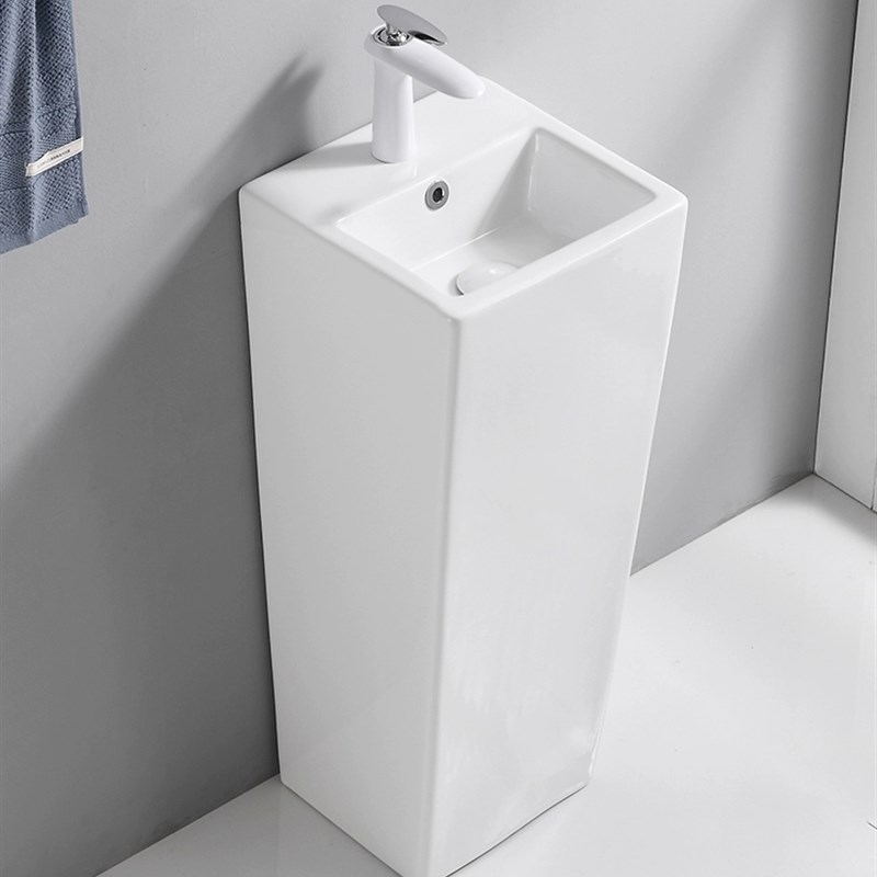 立柱盆一体落地式洗手盆阳台洗手台圆型小户型卫生间方洗脸盘陶瓷