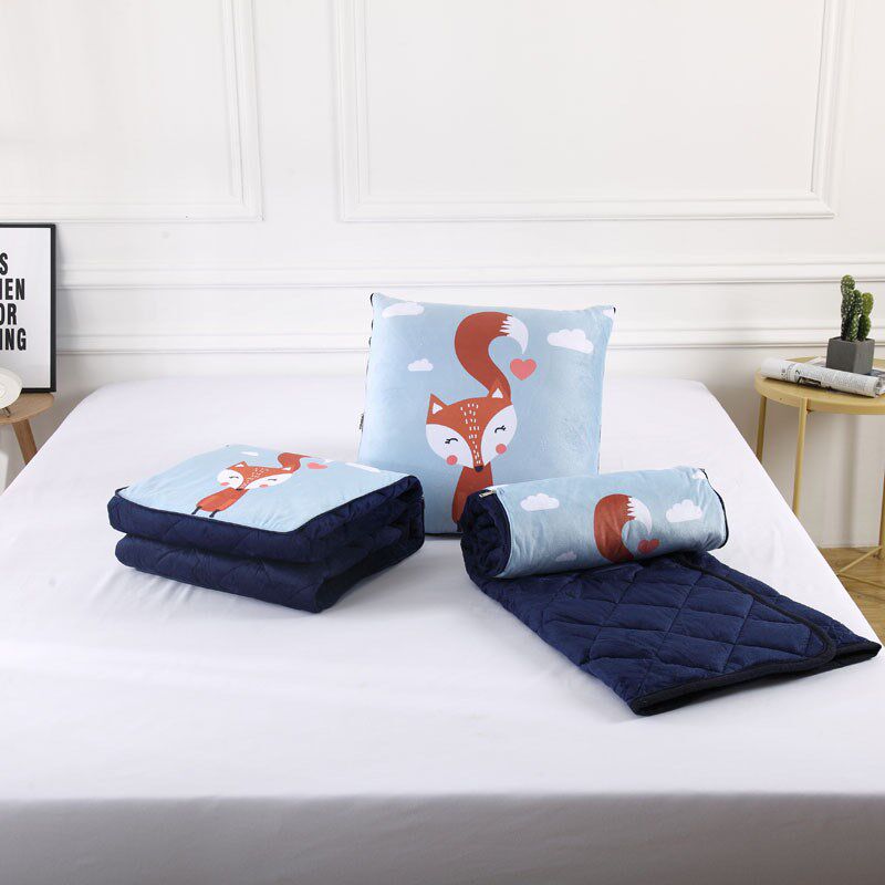 现货水晶绒靠垫被印花保暖午休汽车被多功能两用抱枕被加印logo