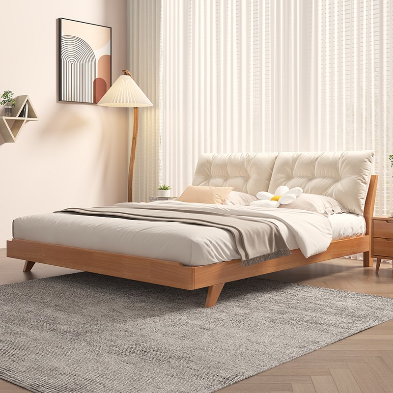 掌上明珠日式实木云朵原木床原橡木双人床1.8米1.5米主