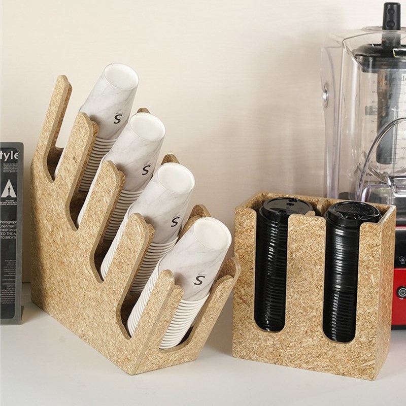 新升级秸秆纸杯架咖啡奶茶店杯子杯套收纳架纸巾吸管盒环保可定制