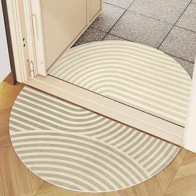 侘寂风半圆入户门地垫进门玄关门垫pvc皮革门口脚垫免洗可擦地毯