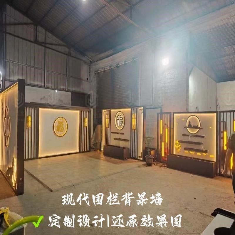定制不锈钢流水屏风影壁墙户外庭院迎门别墅金属园林假山背景墙