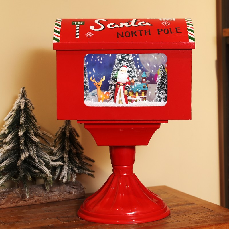 圣诞节装饰飘雪灯音乐雪景灯圣诞礼品迷你桌面小摆件橱窗场景布置