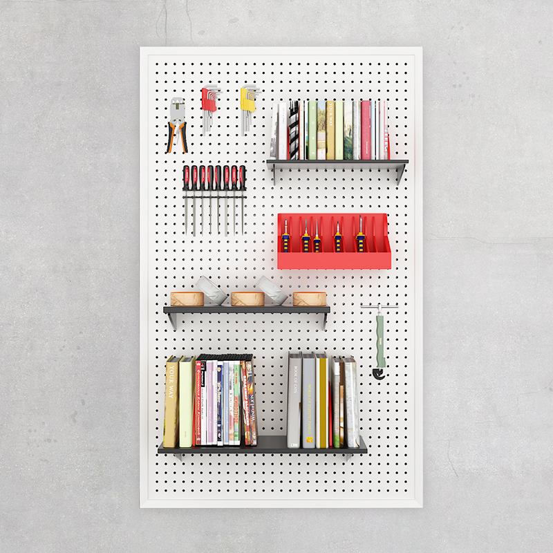 洞洞板免打孔置物架定做收纳配件厨房家用墙上不锈钢多功能挂板墙