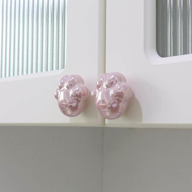 可爱猫爪衣柜拉手现代简约定制柜子柜门抽屉法式奶油风珍珠小把手