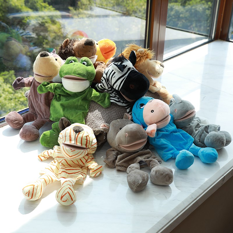 张嘴手偶玩具嘴巴能动幼儿园教具手指玩偶长腿大灰狼手套布偶动物