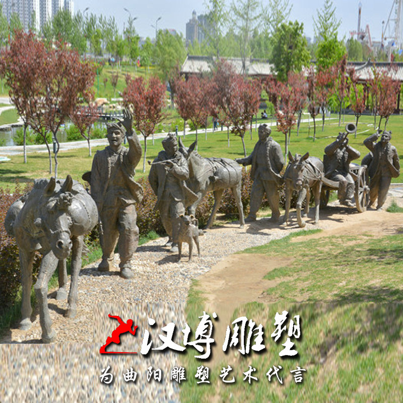 玻璃钢仿铜扭秧歌人物雕塑景观广场民俗民风人物铜雕陕北民俗雕塑