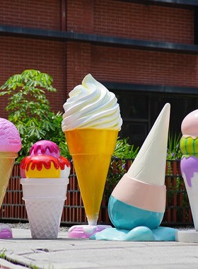 玻璃钢户外冰淇淋雕塑雪糕网红店铺门头商场引流美陈装饰摆件小品