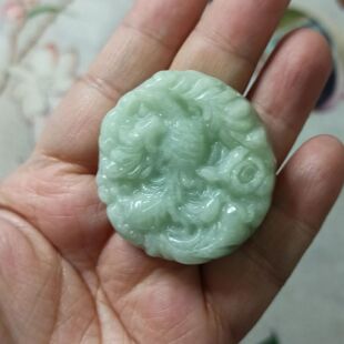 301天然翡翠吊坠飘花凤穿牡丹凤凰挂件牌卡42X40mm左右满48元 包邮