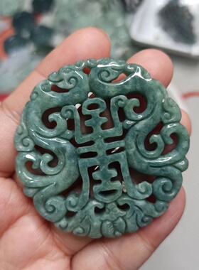 翡翠雕刻仿古福牌挂牌万寿牌