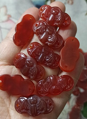 玉石手排雕刻蝙蝠福运红玛瑙