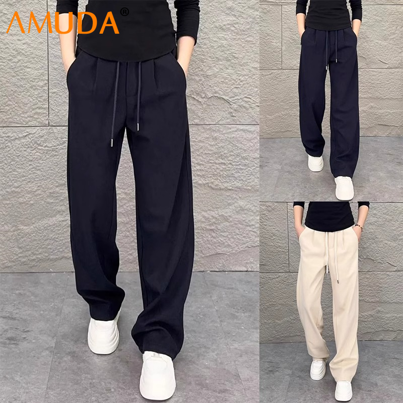 潮牌男士休闲 裤子男款2025新款夏季薄款男裤宽松垂感直筒阔腿长