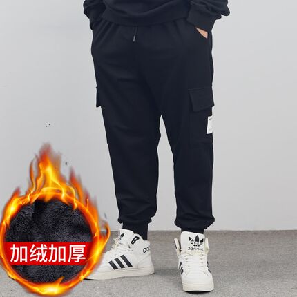 青少年工装裤男2022年新款胖子男裤子大码显瘦特体V加肥加大加绒