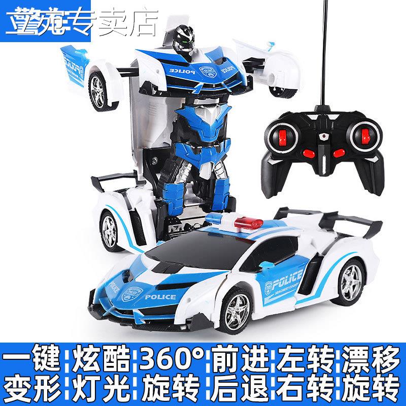 跨境儿童电动一键变形遥控汽车1：18金刚机器人仿真赛车模型玩具