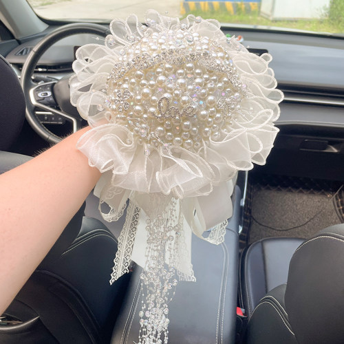 新娘结婚珍珠手捧花重工手工链条成品diy材料包送闺蜜结婚礼物