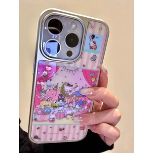 ins风韩系马戏团小猫手机壳适用苹果17promax彩金渐变vivoX300银边小米17promax防摔findX9保护套华为pura80