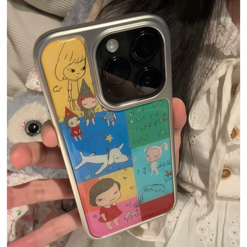 涂鸦奈良美智银边滴胶手机壳