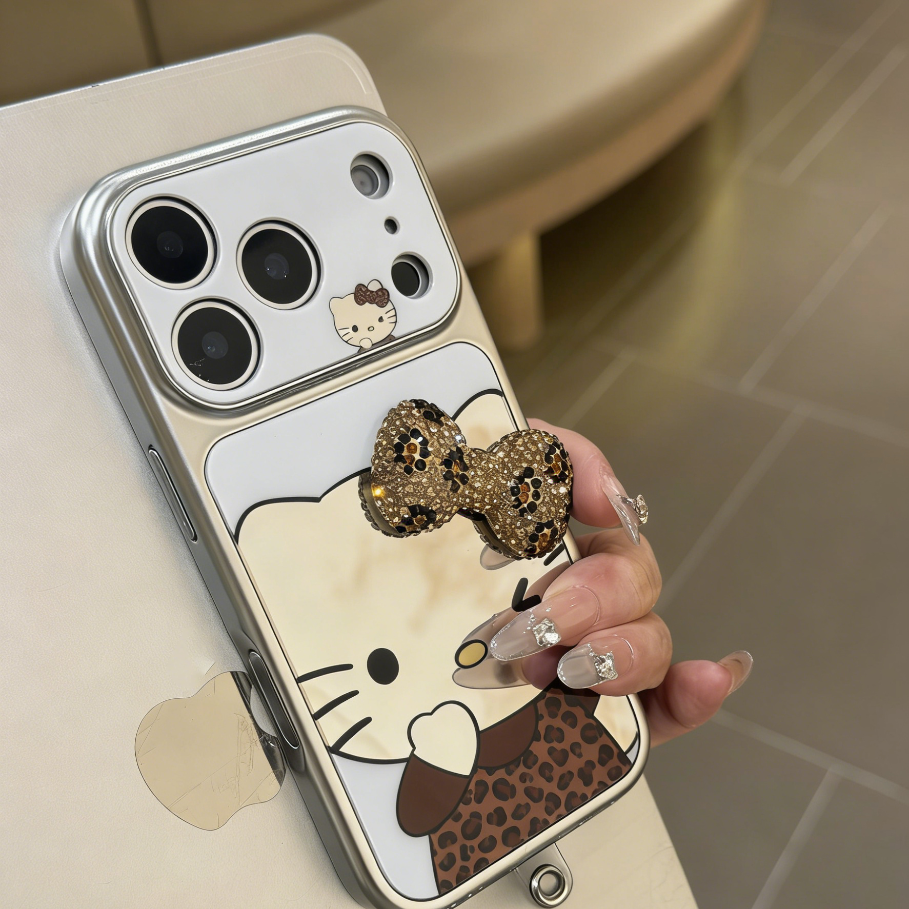 [秒变17大视窗]甜酷可爱豹纹点钻蝴蝶结猫咪适用iPhone17PROMAX手机壳小众16PM小众ins风苹果15/14plus保护套