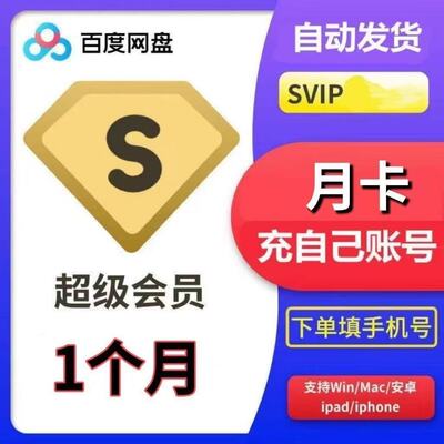 【自动发货】百度网盘超级会员svip1个月30天一个月卡2个月3个月