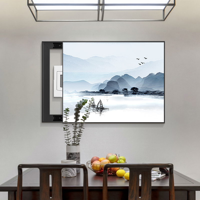 电表箱装饰画遮挡新中式手绘油画饭厅玄关开关电闸弱电箱装饰挂画