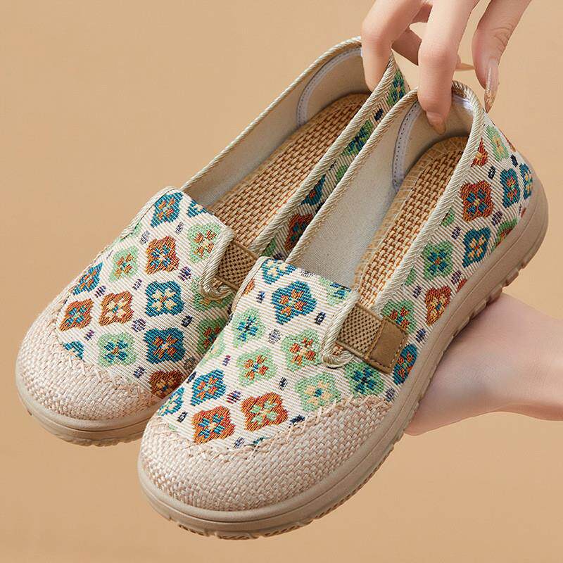 正货老北京布鞋新款亚麻透气渔夫鞋民族风绣花鞋软底舒适中老年妈