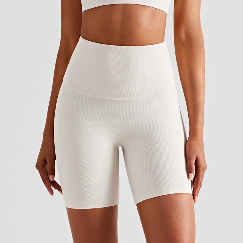 高货速发AD1452花色折扣高腰无T线罗纹瑜伽裤女健身短裤跑步运动