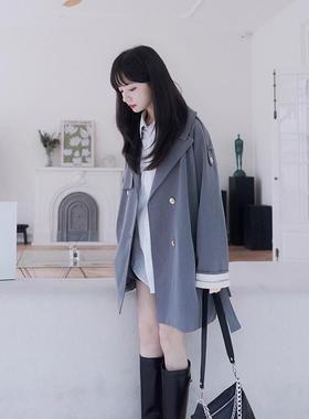 高货速发灰色风衣外套女小个子2025年秋秋季新款中长款英伦风休闲