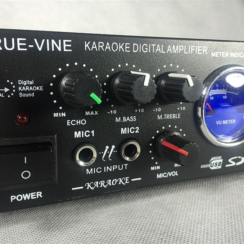 220V家用卡拉OK功放/大功率高保真功放机/双话筒/插卡FM功放机