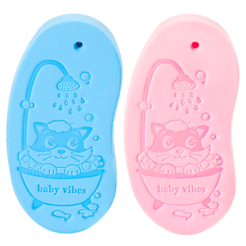 hapage宝宝洗澡搓泥海绵小猫图案 儿童搓澡巾下灰神器婴儿沐浴棉