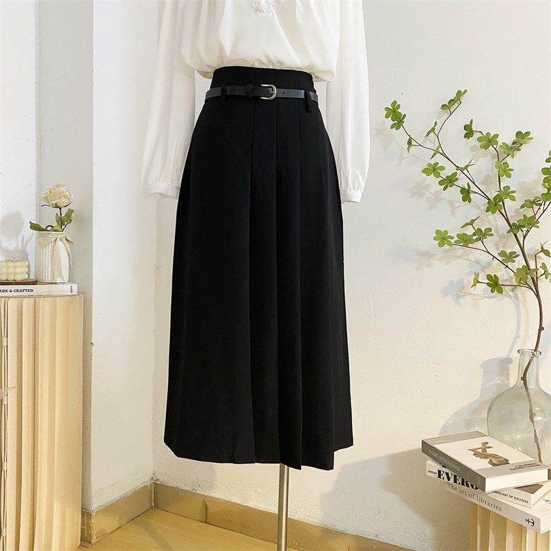 灰色西装百褶裙半身裙女2025春夏设计感高腰a字遮胯显瘦中长裙子